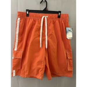 Kanu Surf HAVANA Swim‎ Trunks Board Shorts Size XL Orange Elastic Waist